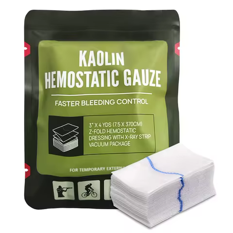 7.5cmx3.7m Hemostatic Kaolin Gauze Combat Emergency Trauma Z-Fold Soluble For Ifak Tactical First Ai