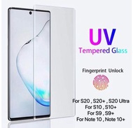Galaxy S20 S20+ S20 Ultra S10 S10+ S9 S9+ Note 10 Note 10+ UV 3D 鋼化膜玻璃保護貼 指紋解鎖通用 Compatible with in-