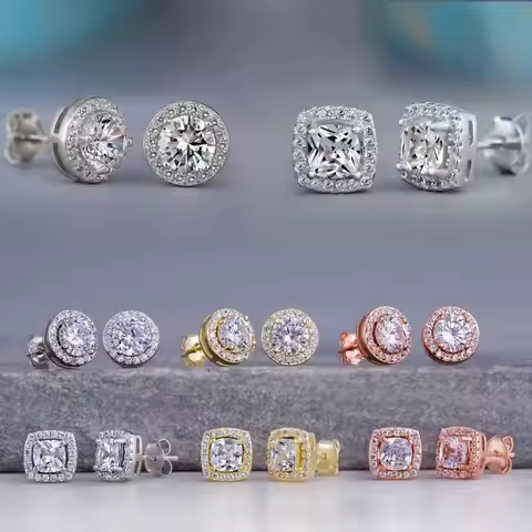 57 Styles Trendy 925 Sterling silver Lab Diamond Stud Earring Party Wedding Earrings for Women men C