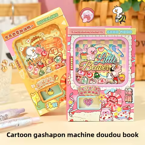 Pink Little Beaver Theme Gacha Mechanism Bean Notebook Fun Nose Twist Eggs Portable Note Pad for Gir