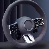 Black Suede Hand Sew Car Steering Wheel Cover For Mercedes benz AMG GT A35 A45 A45S C43 CLS53 E53 E6