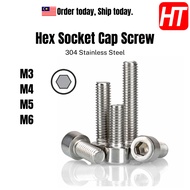 [10PCS] M3 M4 M5 M6 Hex Socket Cap Head Screw 304 Stainless Steel M4 Screw M5 Screw M6 Screw M3 Scre