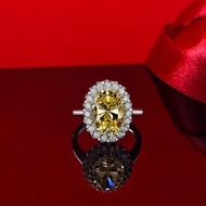 XICLONG S925 Silver 8 CT Oval Cut Lab Sapphire High Carbon Diamond Ring for Women Jewelry