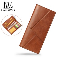 LouisWill Men Wallets Fashion Long PU leather Long Wallet Business Wallets Mens Anti-theft Brush Sof