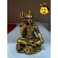 Small Lord Shiva Statue Figurine Blessing Sitting Pose Brass Color - Shri Sai Jothy Store