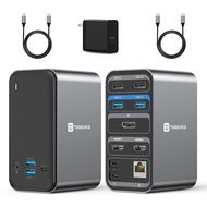 USB C Docking Station Dual Monitor, 13-in-1 Laptop Docking Station with Dual HDMI, DP, 65W Power Sup