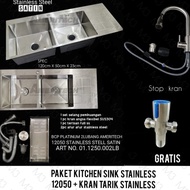 (INSTANT) PAKET KITCHEN SINK STAINLESS 12050 + KRAN TARIK STAINLESS