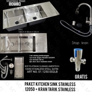 PAKET KITCHEN SINK STAINLESS 12050 + KRAN TARIK STAINLESS (INSTANT)