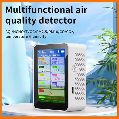 Tuya WiFi Multifunctional Air Quality Meter Household HCHO TVOC Carbon Monoxide CO2 PM2.5 PM10 Teste