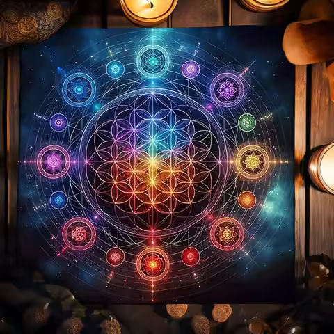 Tarot Tablecloth Mandala Flower Of Life Altar Cloth For Divination Meditation Circle Galaxy Tarot Ma