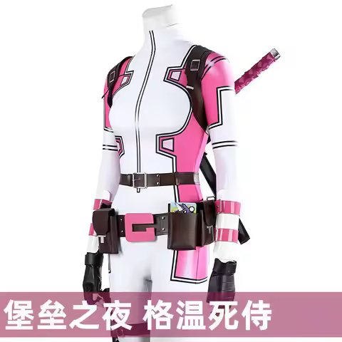 Gwenpool Cosplay Costume Female Deadpool Suit Jumpsuit Halloween Outfit for Women Cosplay Full Set H