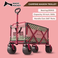 Foldable Wagon Trolley 8/10-inch Camping Outdoor Cart Widen Wheels With Brake Shopping Beach Cart In