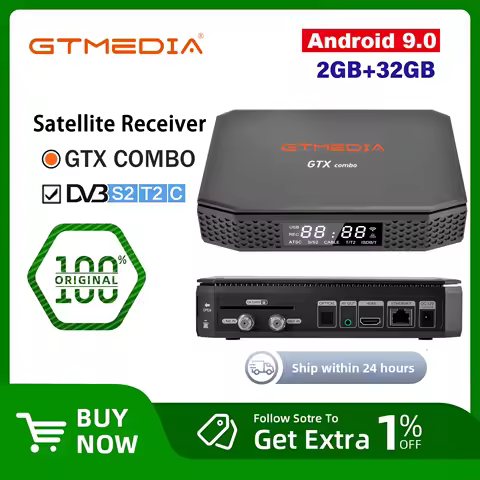 GTMEDIA GTX Combo 8K H256 Satellite Receiver DVB-S/S2/S2X/T/T2 with CA Card 2GB+32GB Android 9.0 TV 