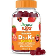 Lifeable Kids Vitamin D3 K2 Gummies | 500iu D3 and K2 100mcg | Great Tasting D3 and K2 Supplements |