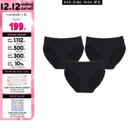 Wacoal Panty กางเกงในรูปทรง BIKINI แต่งลูกไม้ขอบเอว 1 เซ็ท 3 ชิ้น (ดำ/BL) - WU1T35