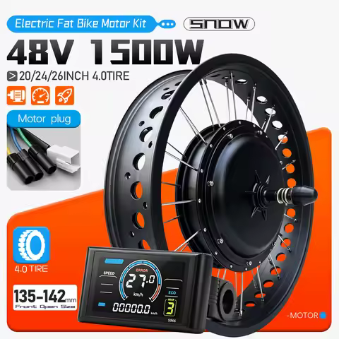 Fat Bike Conversion Kit 48V 1500W Snow Bike Brushless Front Hub Motor Wheel 20in 24in 26in for Snow 