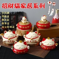Cute Lucky Cat with Lid Ashtray Unique ins Home Living Room Office Coffee Table Anti-Flying Ash Hot-selling