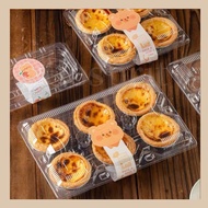 10pcs Holder Egg Tart Clamshell Packaging Disposable Transparent Plastic Egg Tart Dessert Box