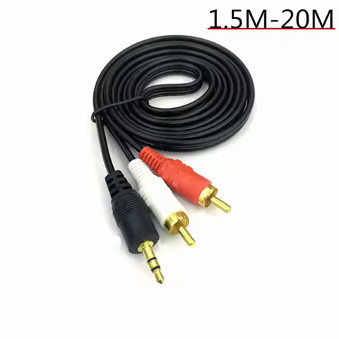 2 RCA to 3.5mm Male Cable - 6 Ft 12 Gauge Dual RCA Male to 3.5mm Male Connectors w/ Gold-Plated Conn