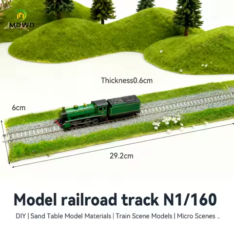1:160 N scale, track model, about 28cm long, stone road baseband simulation grass