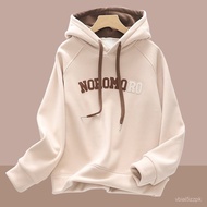Brushed Hooded Sweatshirt Plain Cotton University Women Spring Autumn 25 Thin Style Fleece Lining Lo