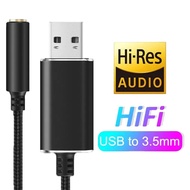 2 in 1 USB to 3.5mm Jack Sound Card Plug Audio Adapter for PC Laptop PS5 PS4 Headphone Mic Speaker External Sound Card