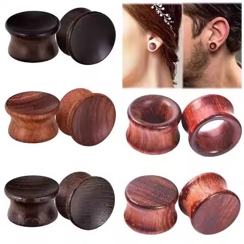 1/2/3Pair-Organic Wood Concave Ear Plugs-Saddle Ear Gauges Stretchers-Flesh Tunnels 0g-13/16"
