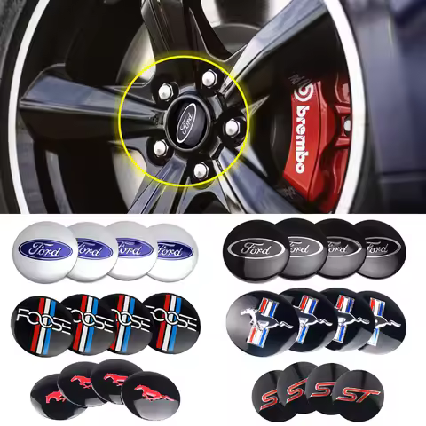 4Pcs Aluminum Car Hub Cap Badge Wheel Center Stickers Accessories For Ford Focus Mk2 MK3 MK7 MK4 Fie