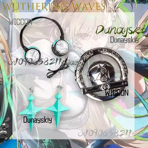 Wuthering Waves lynae Earrings Headset Metal Brooch Cosplay Accessory Anime Character Roleplay Hallo