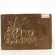 Embossed Early Western Pendant Painting 17 Antique Green 20th Century Vessel EOJC