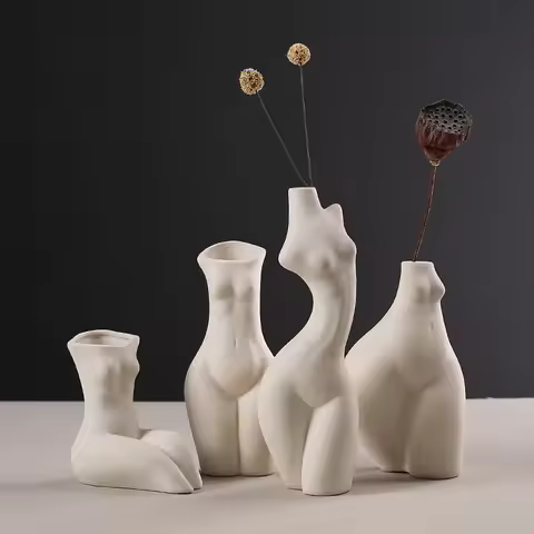 Handmade Household Ornaments Ins Human Body Plastic Art Vase Nordic Household Decoration Ceramic Vas
