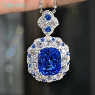 7 CT Lab Grown Sapphire High Carbon Diamond Gems  925 Sterling Silver Pendant Necklace For Women Jew
