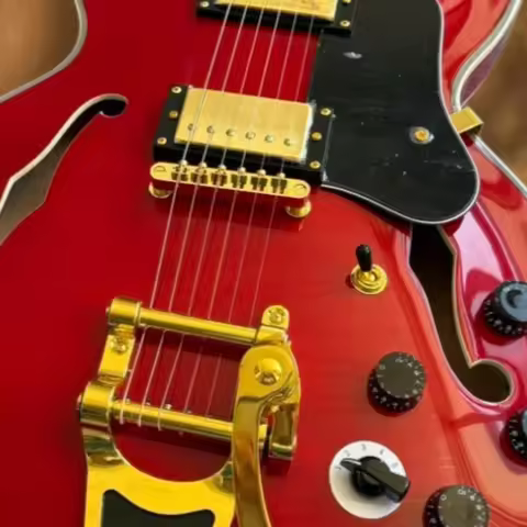 Orange ES335 Hollow Body Electric Guitar HH Pickups Gold Hardware Tremolo Hot Selling Great Gift Beg