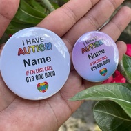 Autism Pin Button Badge with Custom Name