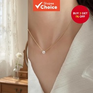 Galaxy Chain Necklace with Round White Diamond Pendant for Women