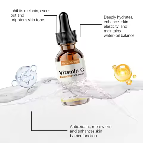 West Month Vitamin C Facial Serum Hydrating Moisturizing Brightening Smooth Fine Lines Even Skin Ton