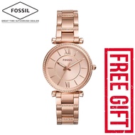 [Official Warranty] Fossil ES4301 Women's Carlie Three-Hand Rose Gold-Tone Stainless Steel Watch