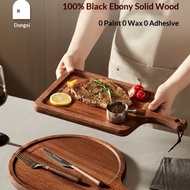 🎀Ebony Whole Wood Steak Special Plate Rectangular Solid Wood Western Food Tray Steak Pizza Board Bre