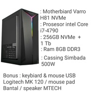 PC RAKITAN CORE i7-4790/ CPU CORE i7/RAM 8GB DDR3/256GB NVMe + SSD 1TB