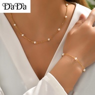 Natural Freshwater South Seas White Pearl Necklace Bracelet Set emas bangkok original cop 916 Gold W