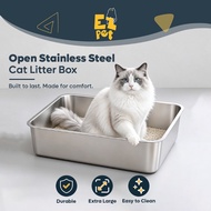 EZPET🐱【Open Stainless Steel Cat Litter Box】Cat Toilet Cat Litter Tray Tandas Kucing Besar Bekas Pasi