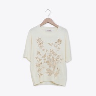 [CUMAR] Butterfly Pattern Simple Knit Top White (Charming Product)
