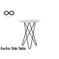 Infinity Exeter Side Table / Tea Table / Metal Leg / Top Solid Wood (Natural / Walnut)