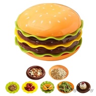 ღ Stackable Hamburger Plate Set Burger 7/5 Layer Mini Dinner Plate High Value Bone Spit Plate Funny 