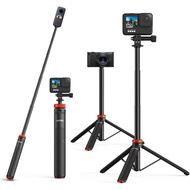 UURig Telescopic Selfie Stick Long with Tripod, Waterproof Hand Grip, for Insta360 X3/Go 3/ONE X/RS/R/GoPro Hero, Fusion, Max, Session, AKASO, SJCAM, DJI OSMO Action 4 Cameras