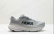 👟HOKA ONE ONE Bondi 8 Wide 網面寬楦 織物 低幫跑步鞋 男女同款 灰黑
