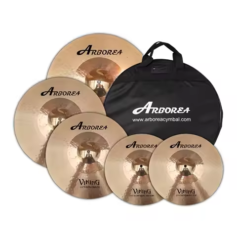 Arborea Drum Cymbal Pack B10 Viking Series 14"Hihats+16"Crash+18"Crash+20"Ride+Cymbal Bag 5PCS Cymba
