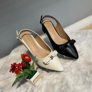 HEELS SARUNG SEPARUH BONNIE 1065-A2 HITAM BIEGE SAIZ 35 43 TUMIT 1 INCI