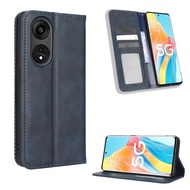 Casing Oppo Reno 8T 5G  Vintage Flip Cover Magnetic Business Wallet Case Reno8 T 5G PU Leather Cases Card Holder Stand