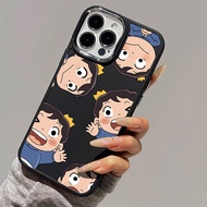 Case for iPhone 12 8 7 8plus 6plus 14 15 X XR XS MAX 12Promax 13Promax 15Promax 11 14Promax 13 Happy Cartoon Pattern Metal Photo Frame Shockproof Protective Soft Case